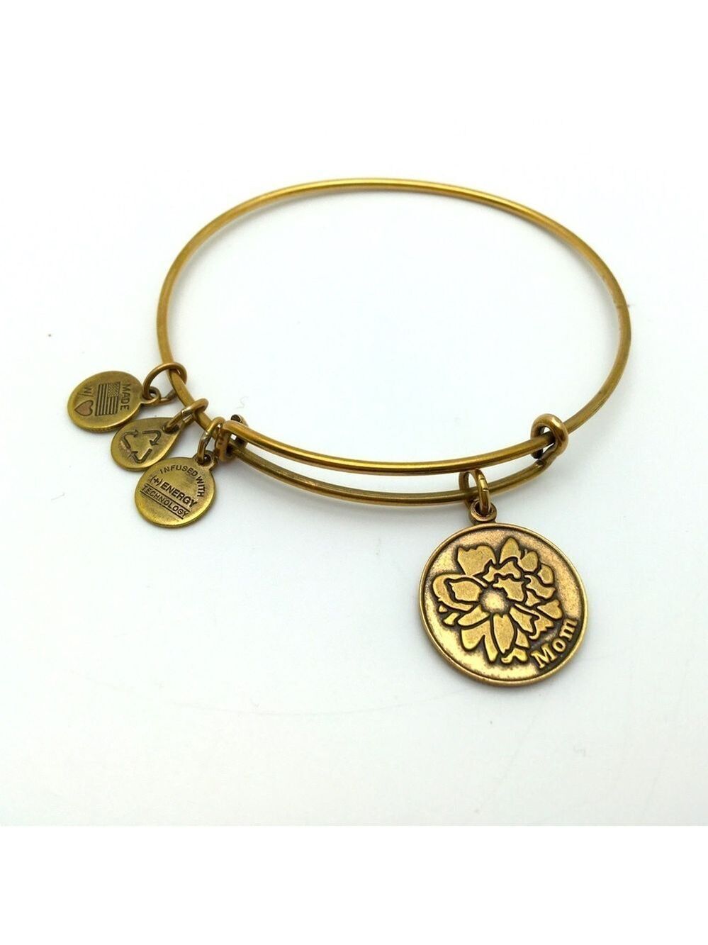 Upcycled Alex Ani 'Mom' Gold Charm Bracelet, 2015